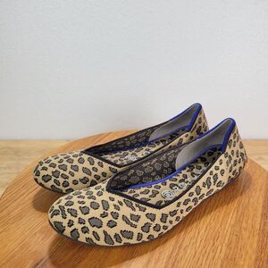 Rothys The Flat Spotted Leopard Round Toe Flats Loafer Slip Women's 9